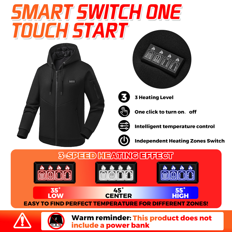 Sweat à capuche chauffant, 26  - Winter Clothing Hiking avis et prix