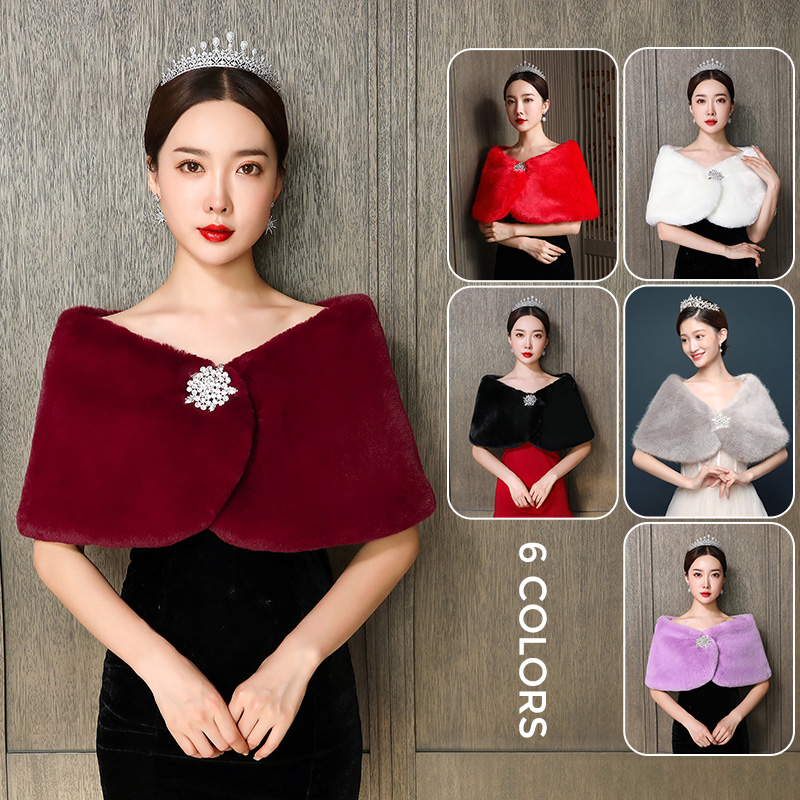 Châle de mariée en fausse four - Winter Clothing Pk avis et prix